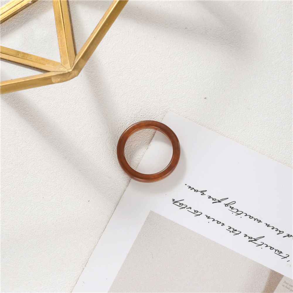 Korean style vintage chunky design blank plastic acrylic resin finger ring jewelry unisex