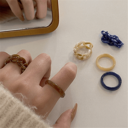 Korean style vintage chunky design blank plastic acrylic resin finger ring jewelry unisex