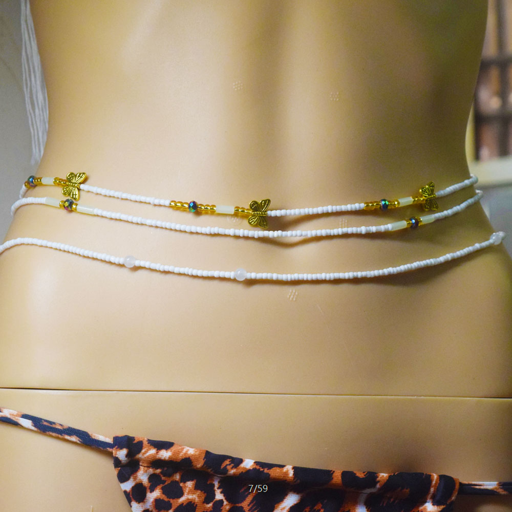 new design glow in the dark weightloss string thread adjustable tie on african waist beads belly chain women body jewelry