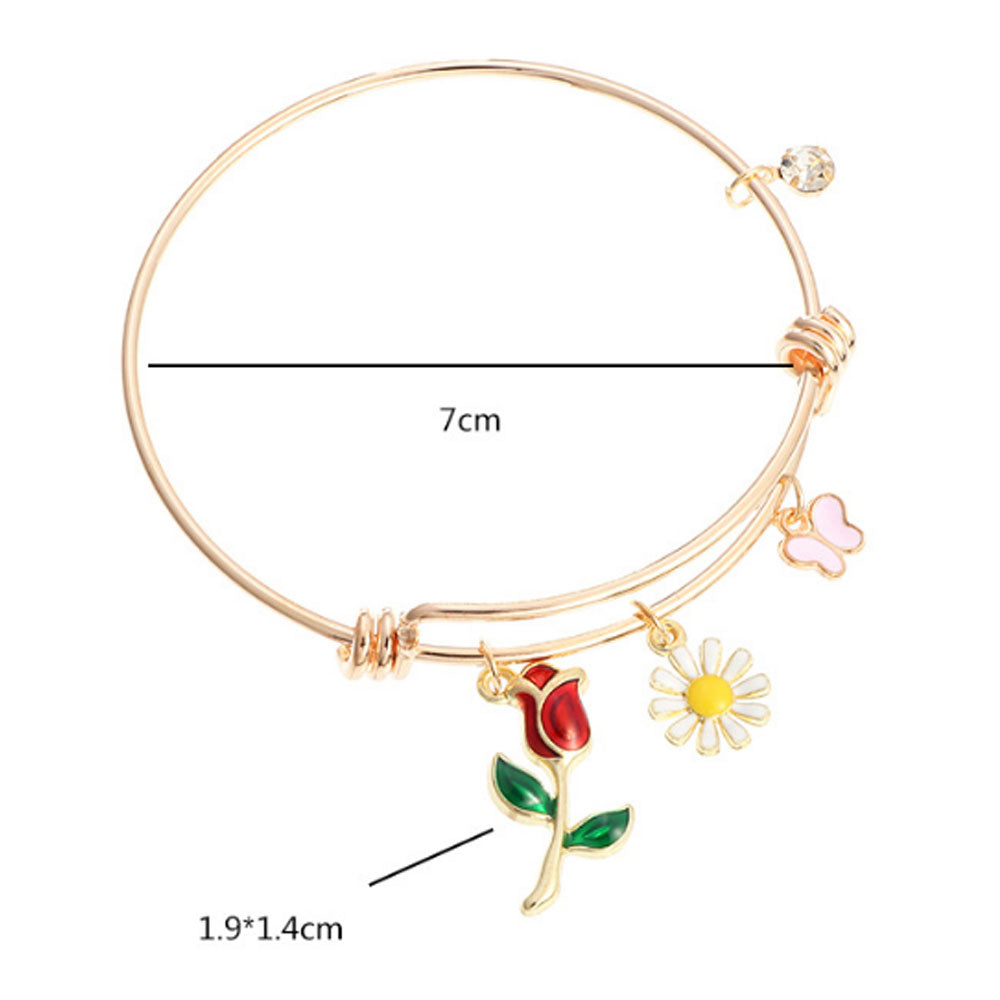adjustable alloy bangles and bracelets gold plated with butterfly bee rose flower charm bracelets and bangles