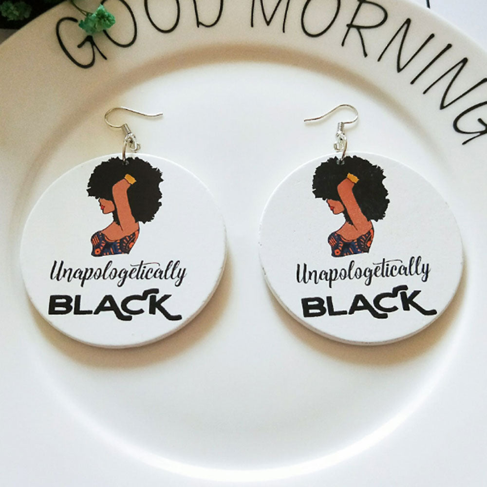 black unapologetically wooden dangle african hoop earrings women jewelry