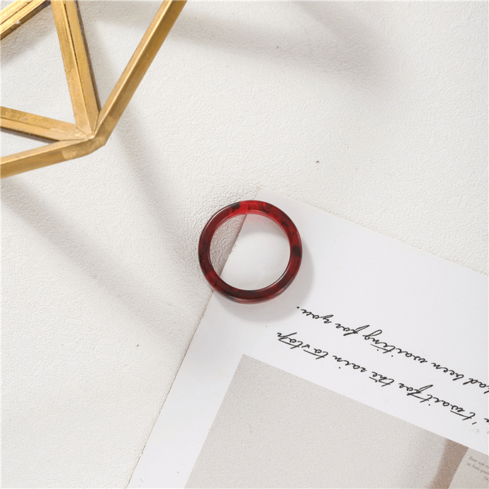 Korean style vintage chunky design blank plastic acrylic resin finger ring jewelry unisex
