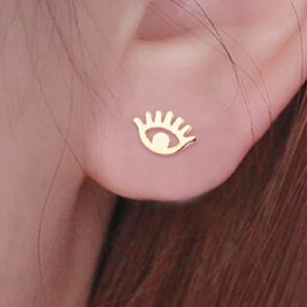 wholesale trendy fashion surgical stainless steel fancy lucky earrings devil eye stud jewelry for women