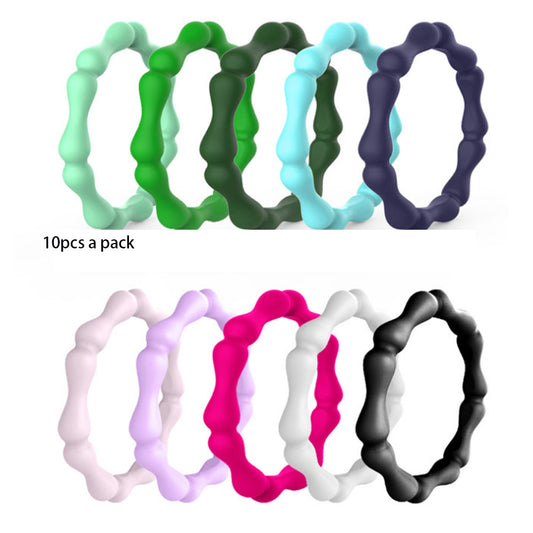 10pcs a pack Rubber Wedding Bands Stackable Braided silicone rubber finger ring women 3mm wide