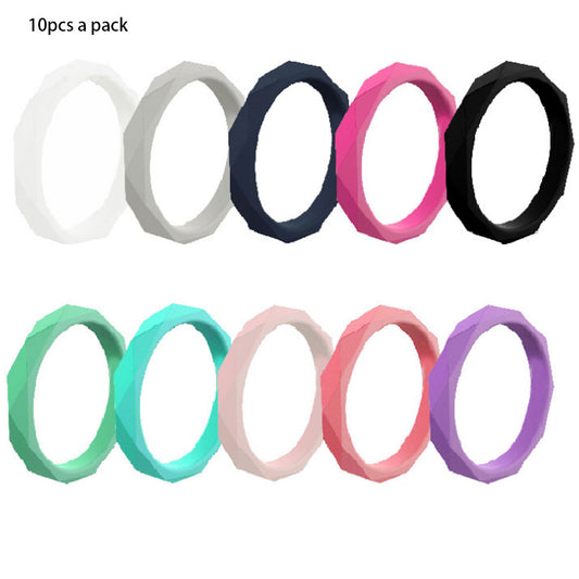 Rubber Wedding Bands Stackable Braided silicone rubber finger ring women 3mm wide 2mm thick