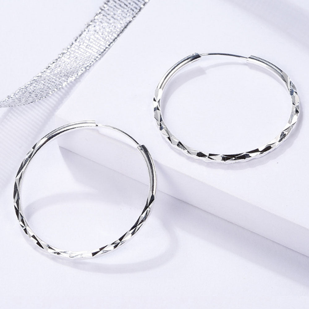 korean style silver alloy hoop earrings round hollow brass earrings women