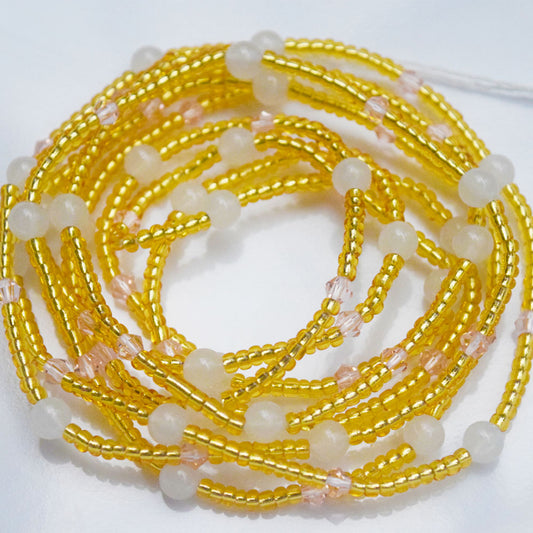 glass seed beads  crystal bead long  50 inches  handmade  clasp can be added  red glass seed beads+blue crystal bead  cotton string  tie on design  belly body chain jewelry