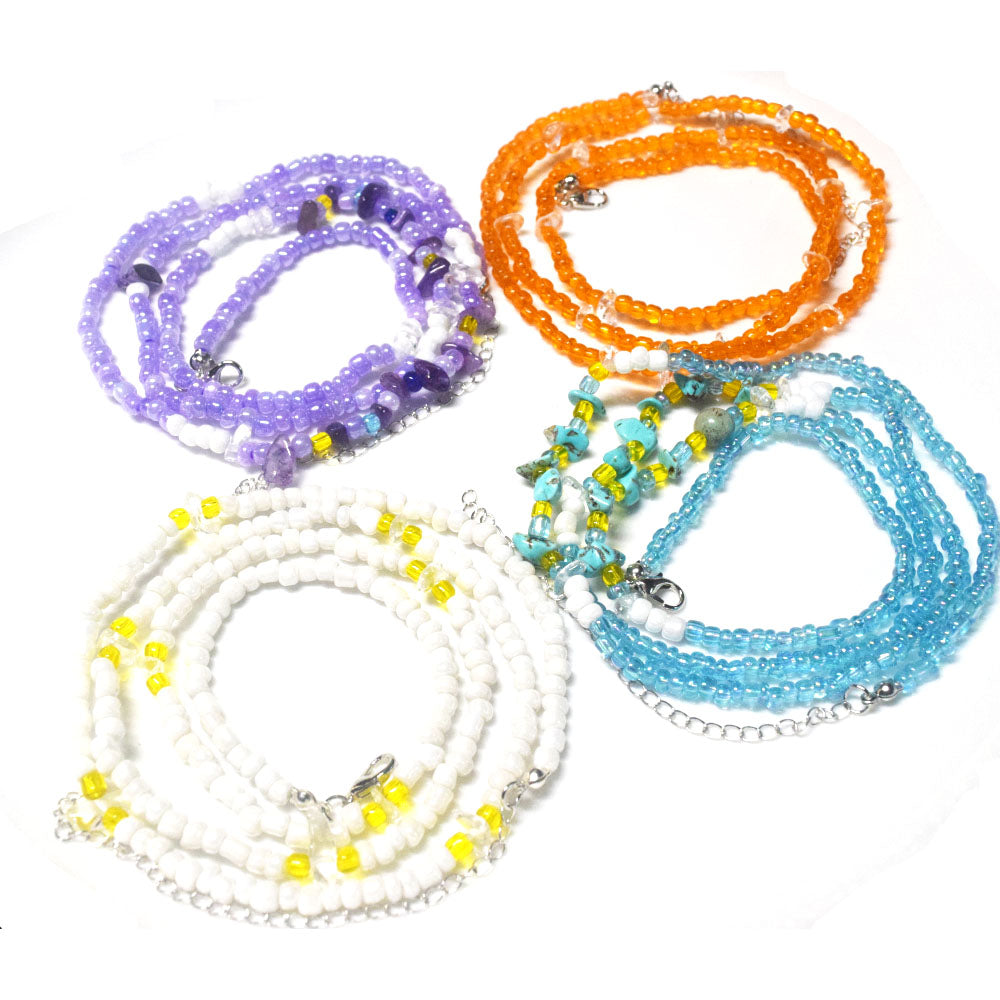 handmade glass seed beads quartz jade waist belly chain with lobster clasp for women