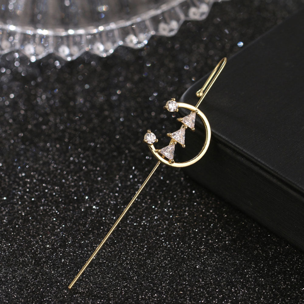 brass needle ear wrap crawler hook earrings climber silver and gold colors women