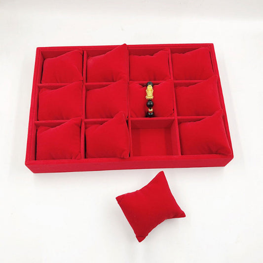 black and red color velvet stackable jewelry display tray with pillow for bracelet and watch wholesaler