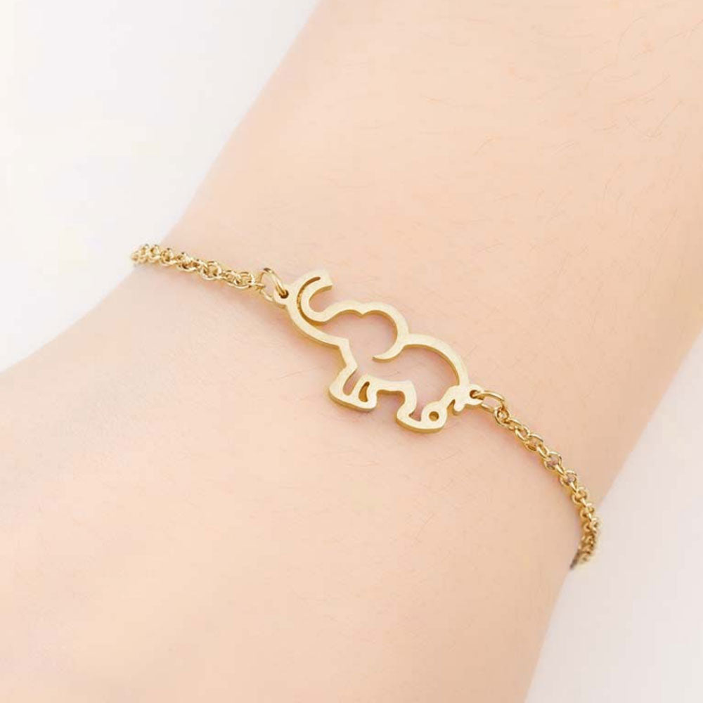 fashion vintage gold silver 316 surgical stainless steel adjustable animal charm and elephant shaped jewelry bracelet