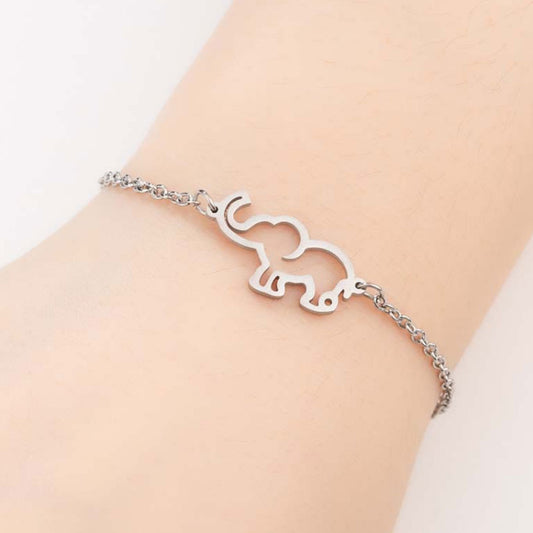 fashion vintage gold silver 316 surgical stainless steel adjustable animal charm and elephant shaped jewelry bracelet