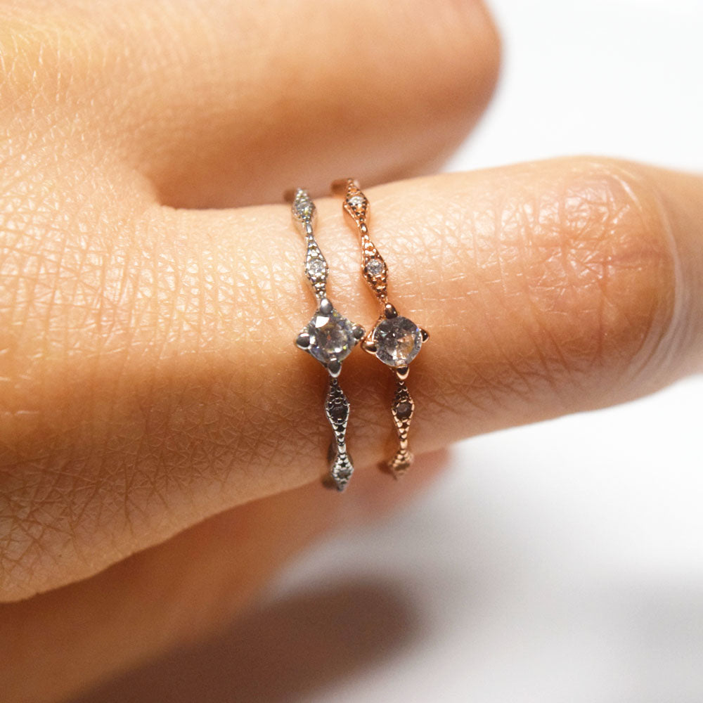 Adjustable open cuff 925 sterling silver rings finger ring elegant tiny zircon bead charm jewelry women