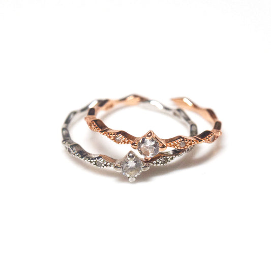 Adjustable open cuff 925 sterling silver rings finger ring elegant tiny zircon bead charm jewelry women