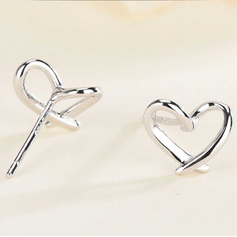 fashion sterling silver 925 geometric tiny love heart stud earring jewelry