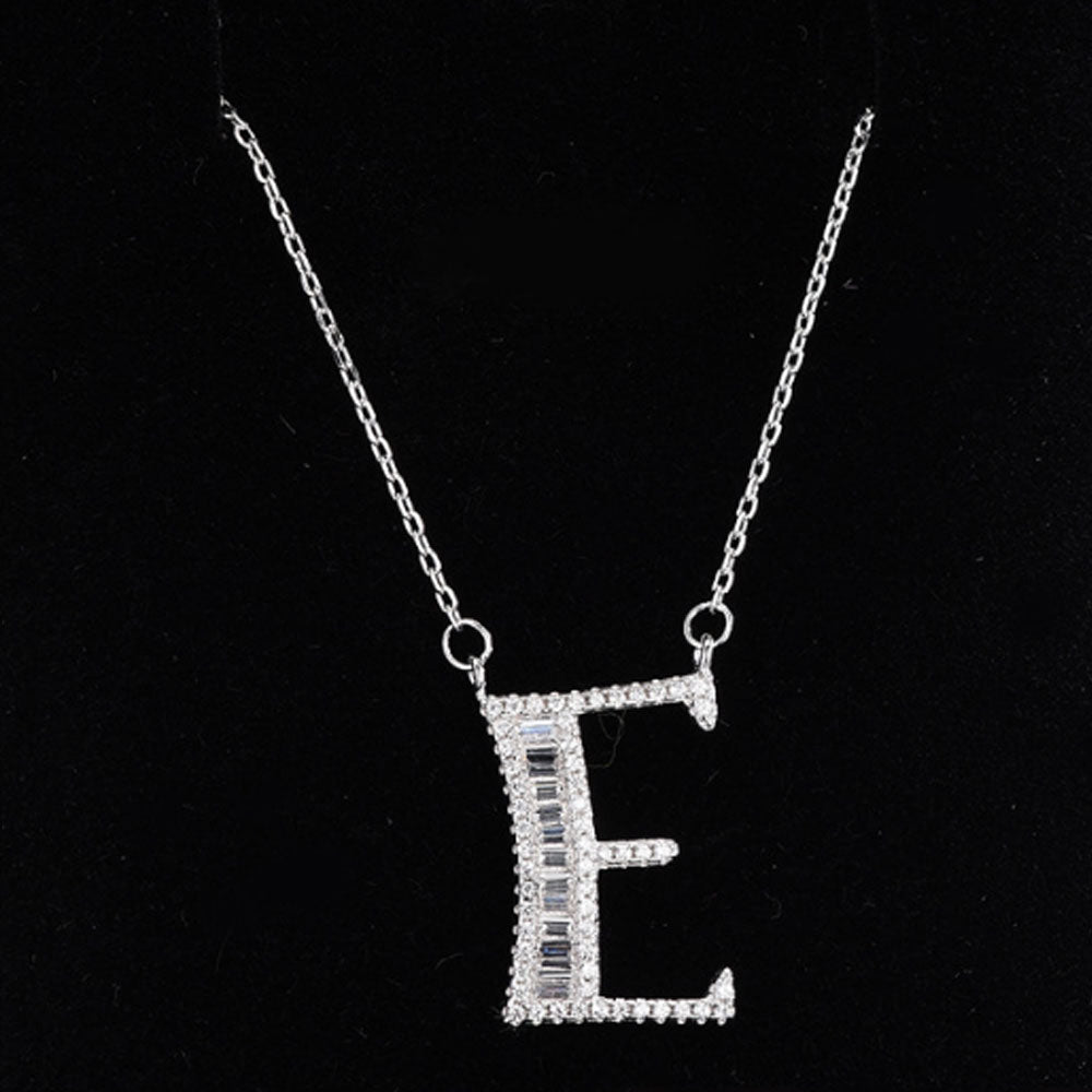 women blinged out hot fashion 925 sterling silver with cubic zircon 26 initial capital letter charm pendant chain necklace jewelry