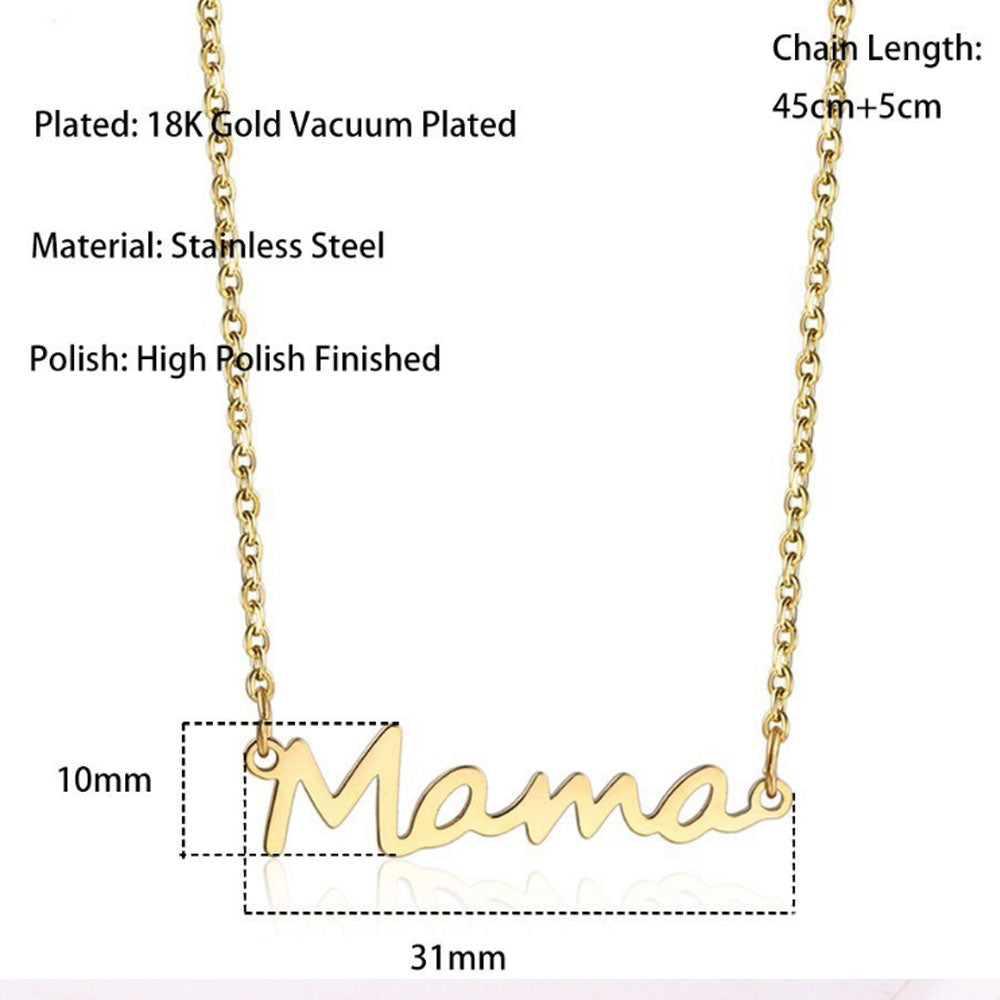 High quality high polish vacuum plating fashion Titanium stainless steel mama necklace bracelet earring ring gift jewelry set