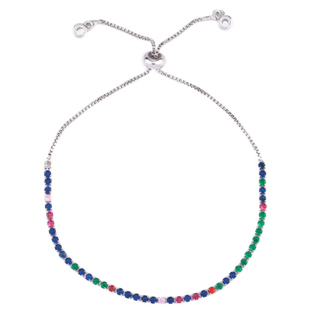 fashion cubic zirconia beads paving blue d-evil eye bracelet women adjustable