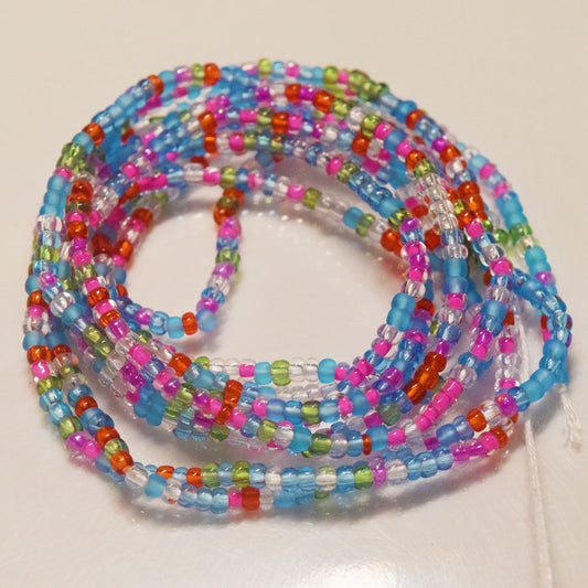 blue green red pink mix fashion african mix glass seed beads tie on waist beads belly body chain double cotton string for ladies