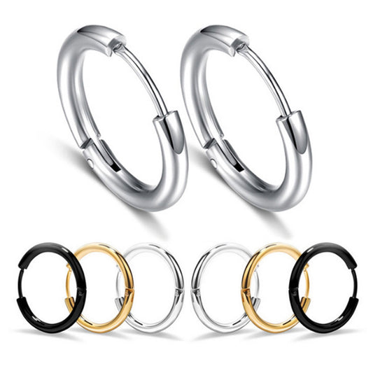men's black silver and gold cartilage small stainless steel huggie hoop earring jewelry for women men