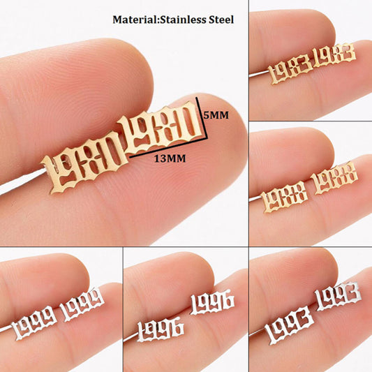 fashion women silver color year earrings jewelry earring stainless steel ear stud