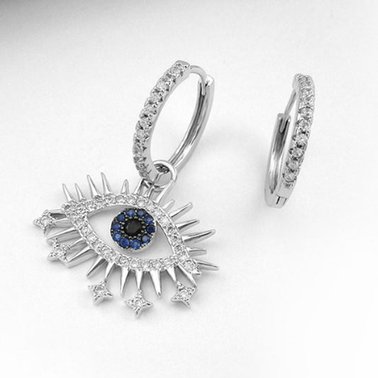 korea rhinestone beads paving turkish d-evil eye pendant dangle drop hoop huggie earrings cute jewelry women