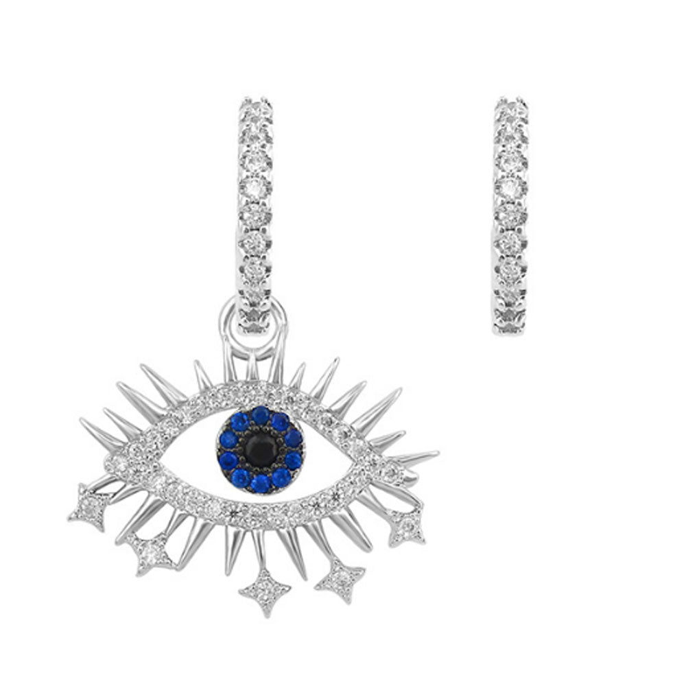 korea rhinestone beads paving turkish d-evil eye pendant dangle drop hoop huggie earrings cute jewelry women