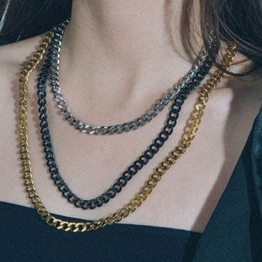 3mm 5mm and 7mm wide stainless steel cuban link chain necklace jewelry