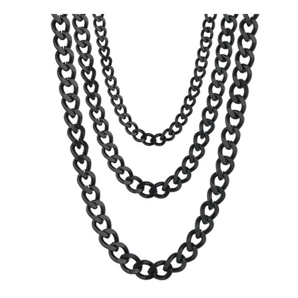 3mm 5mm and 7mm wide stainless steel cuban link chain necklace jewelry