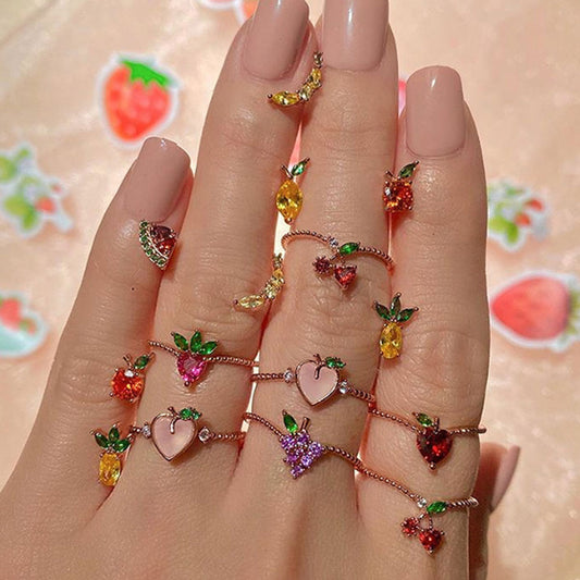 fashion brass jewelry fruit finger ring for women