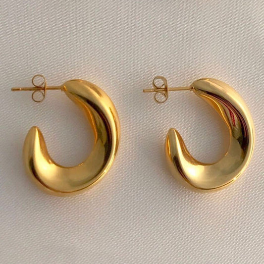 baby girl large thick plain stainless steel c half hoop earrings 18k gold plated women earring jewelry