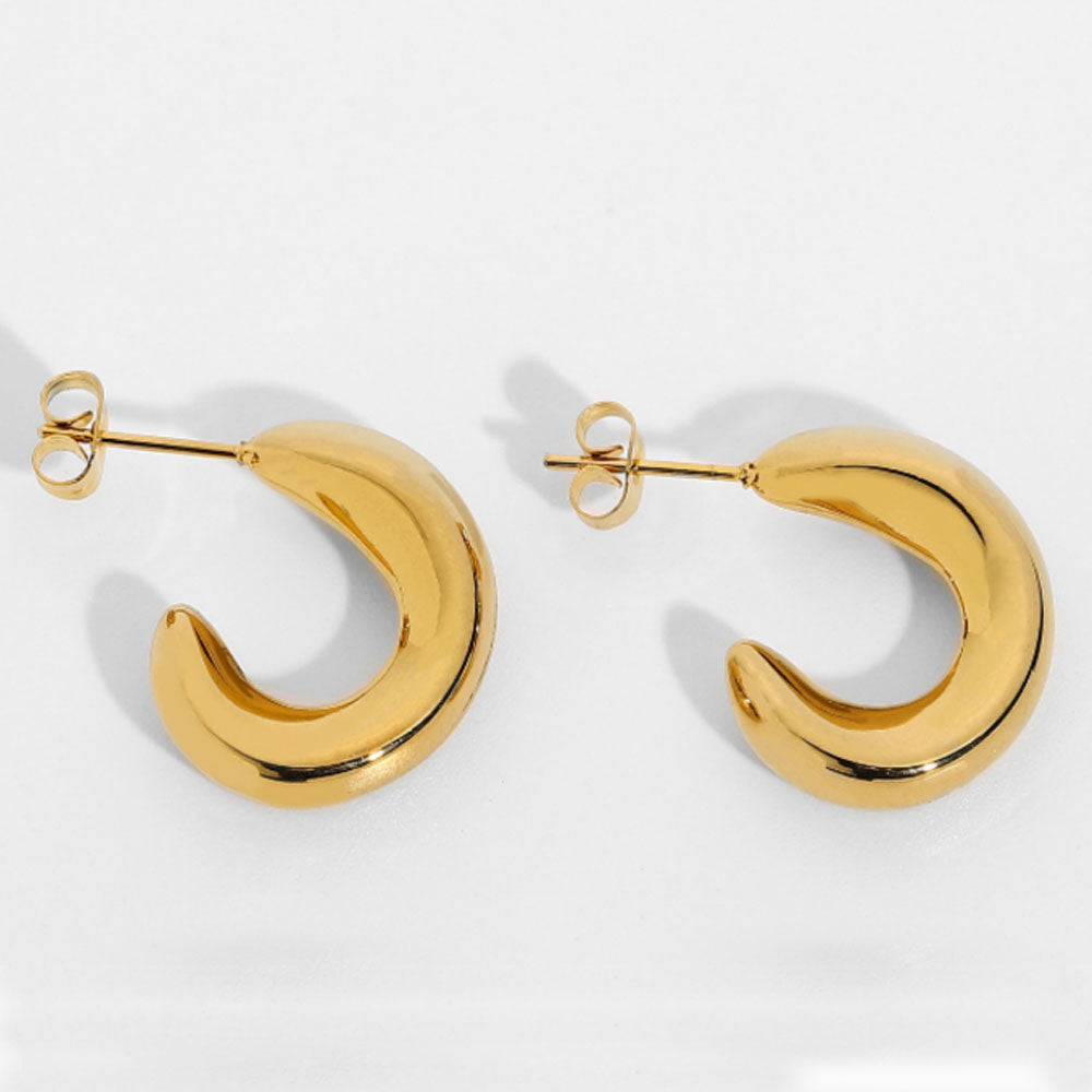 baby girl large thick plain stainless steel c half hoop earrings 18k gold plated women earring jewelry
