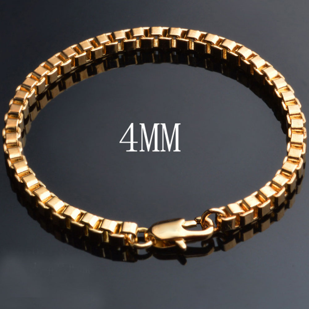 alloy 8MM wide 50CM Long 18K GOLD plating men box link chain necklace