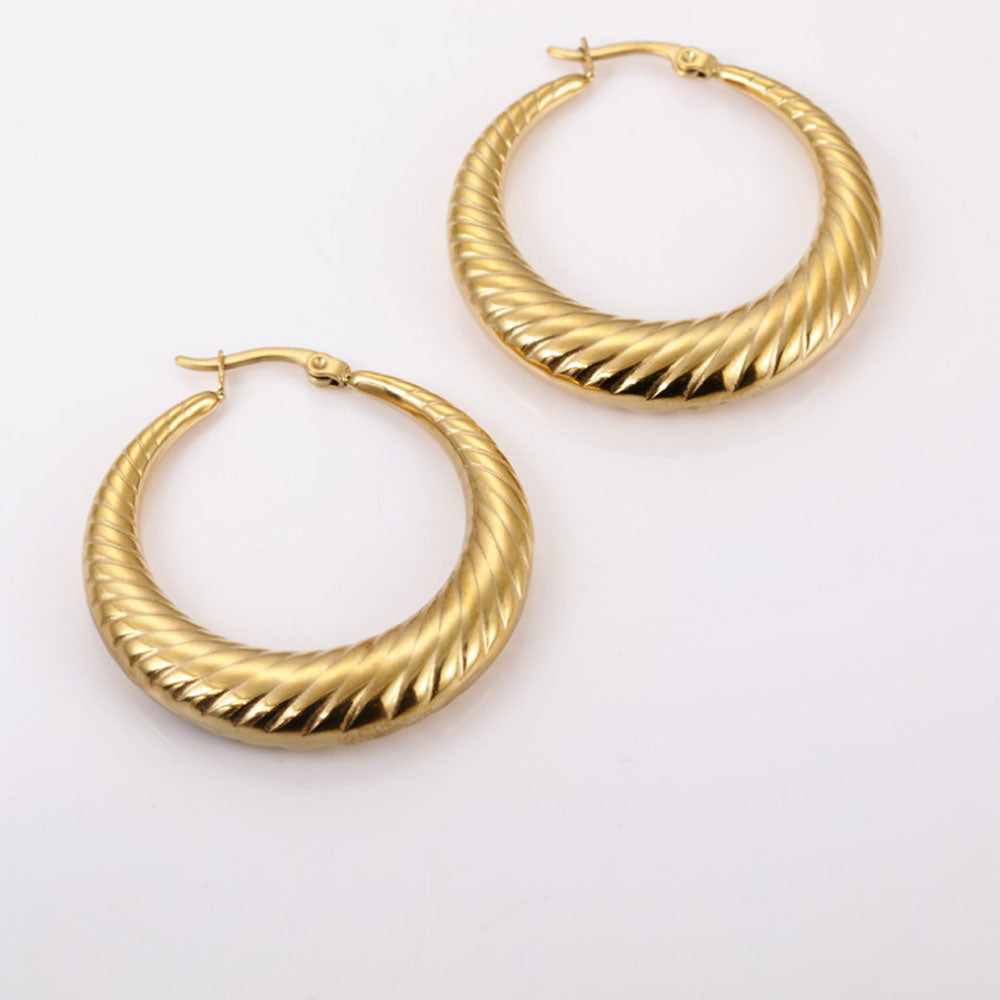baby girl large thick plain stainless steel chunky crossaint swirl hoop earrings18k gold plated women earring jewelry