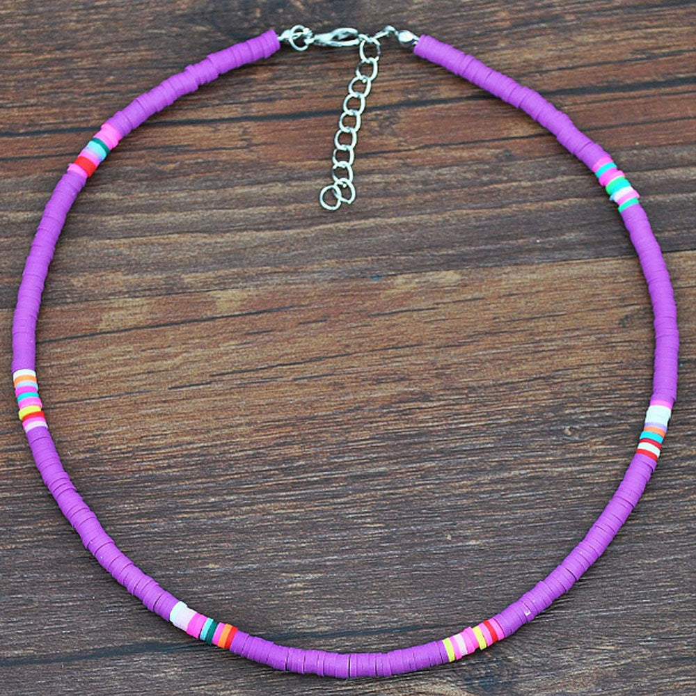boho best friend colors 4mm soft polymer clay bead beaded fashion jewellery necklace 14 inches for girl