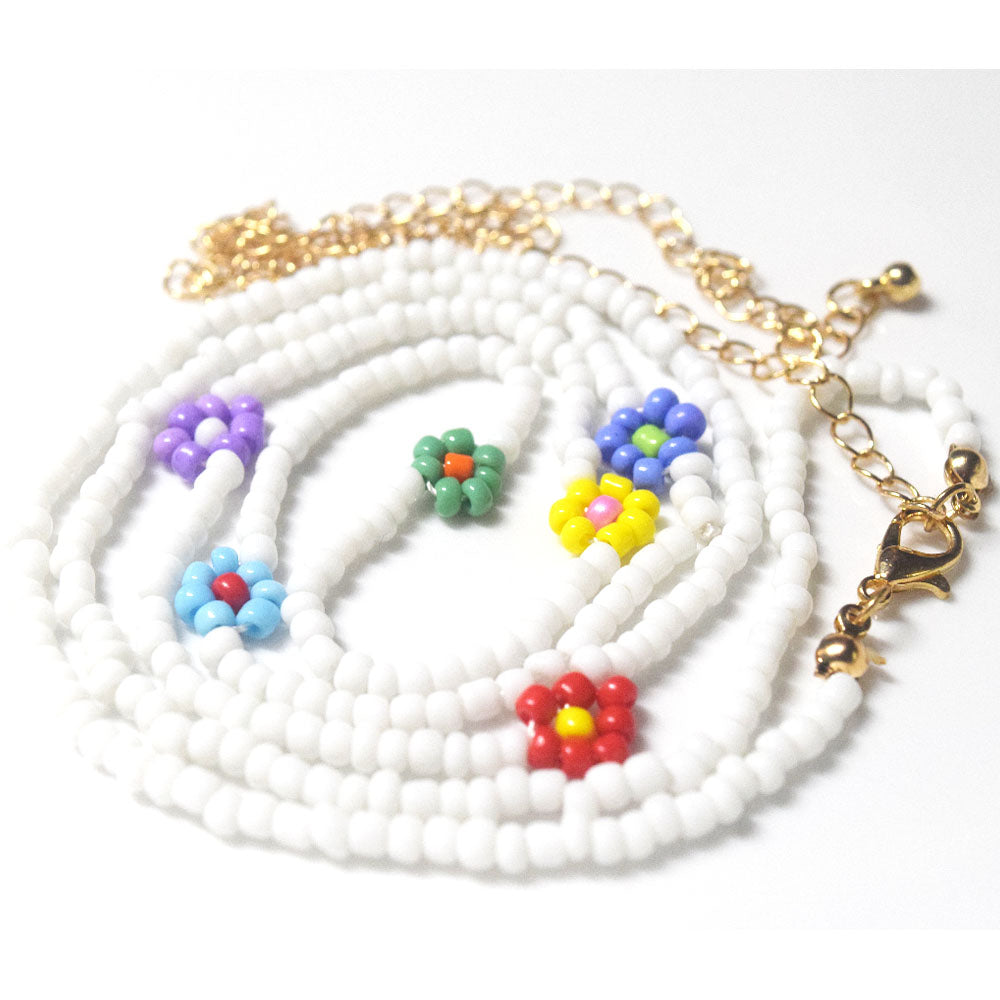 handmade glass seed beads waist belly chain daisy flower beads charm for women lobster clasp body chain jewelry