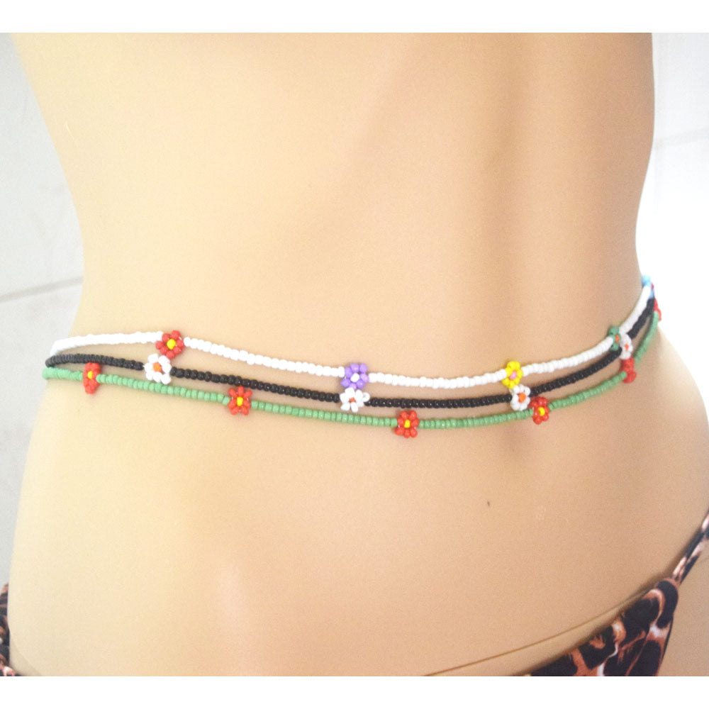 handmade glass seed beads waist belly chain daisy flower beads charm for women lobster clasp body chain jewelry