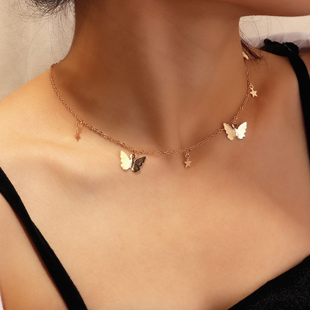 fashion cheap alloy butterfly charm necklace