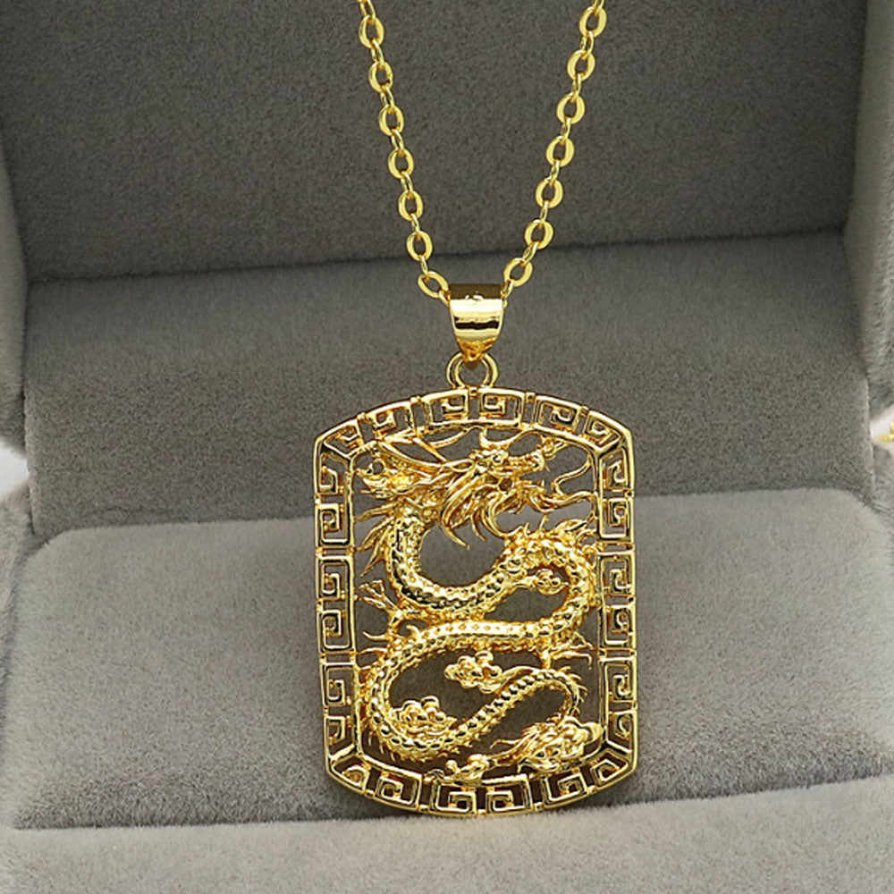 Chinese dragon necklaces brass alloy gold plated jewelry