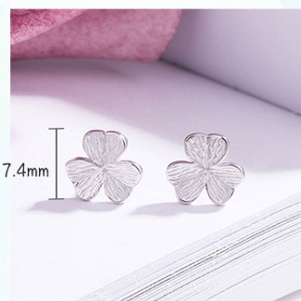 korean style mini 925 sterling silver four clover charm necklace bracelet earring and ring jewelry set
