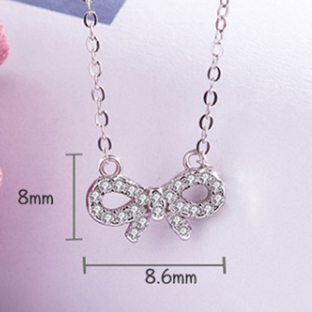 korean style mini 925 sterling silver butterfly bowknot charm necklace bracelet earring and ring jewelry set