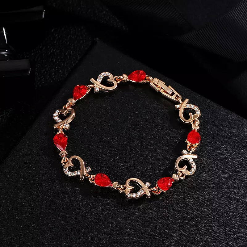 Korea trendy gift heart bracelet diamond copper office ladies bracelets for women jewelry
