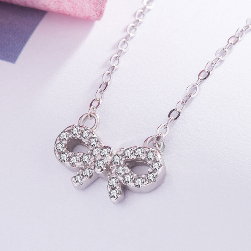 korean style mini 925 sterling silver butterfly bowknot charm necklace bracelet earring and ring jewelry set