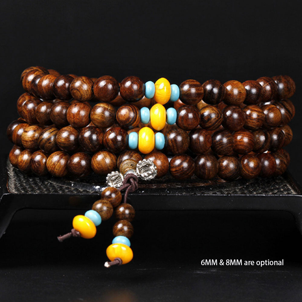 handmade natural Vietnam rosewood 108 wood mala prayer beads wrist mala wholesale
