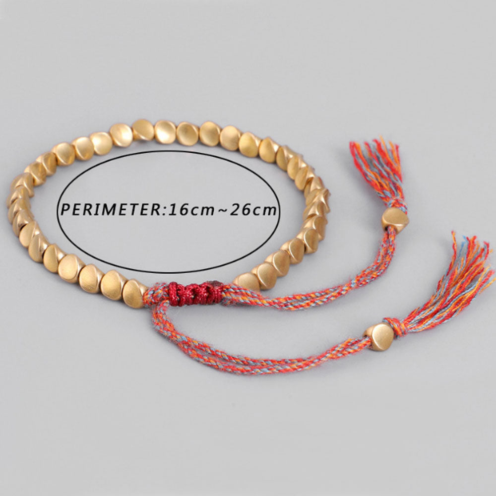 new design adjustable thread string woven braided heteromorphism brass beads bangle adjustable bracelets