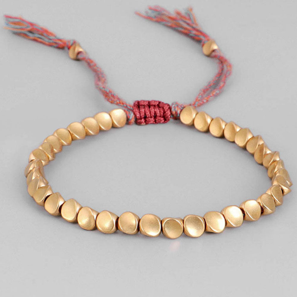 new design adjustable thread string woven braided heteromorphism brass beads bangle adjustable bracelets