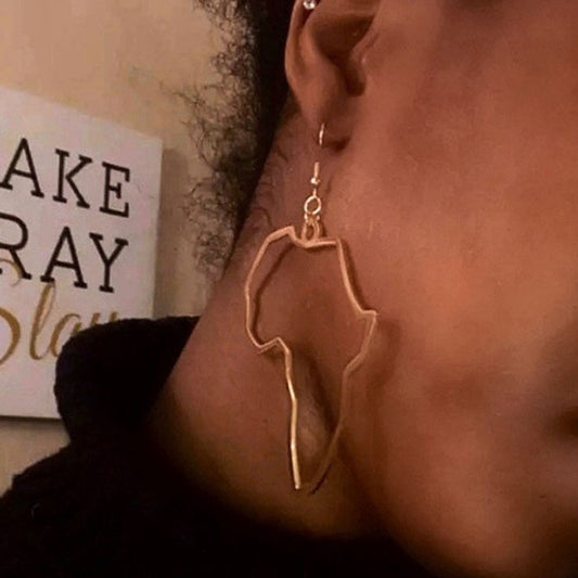 fashion alloy with gold and silver plated african map dangle earrings jewelry for women