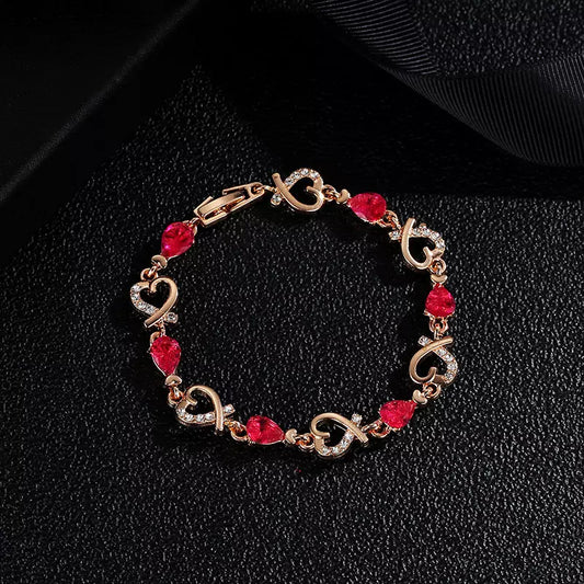 Korea trendy gift heart bracelet diamond copper office ladies bracelets for women jewelry