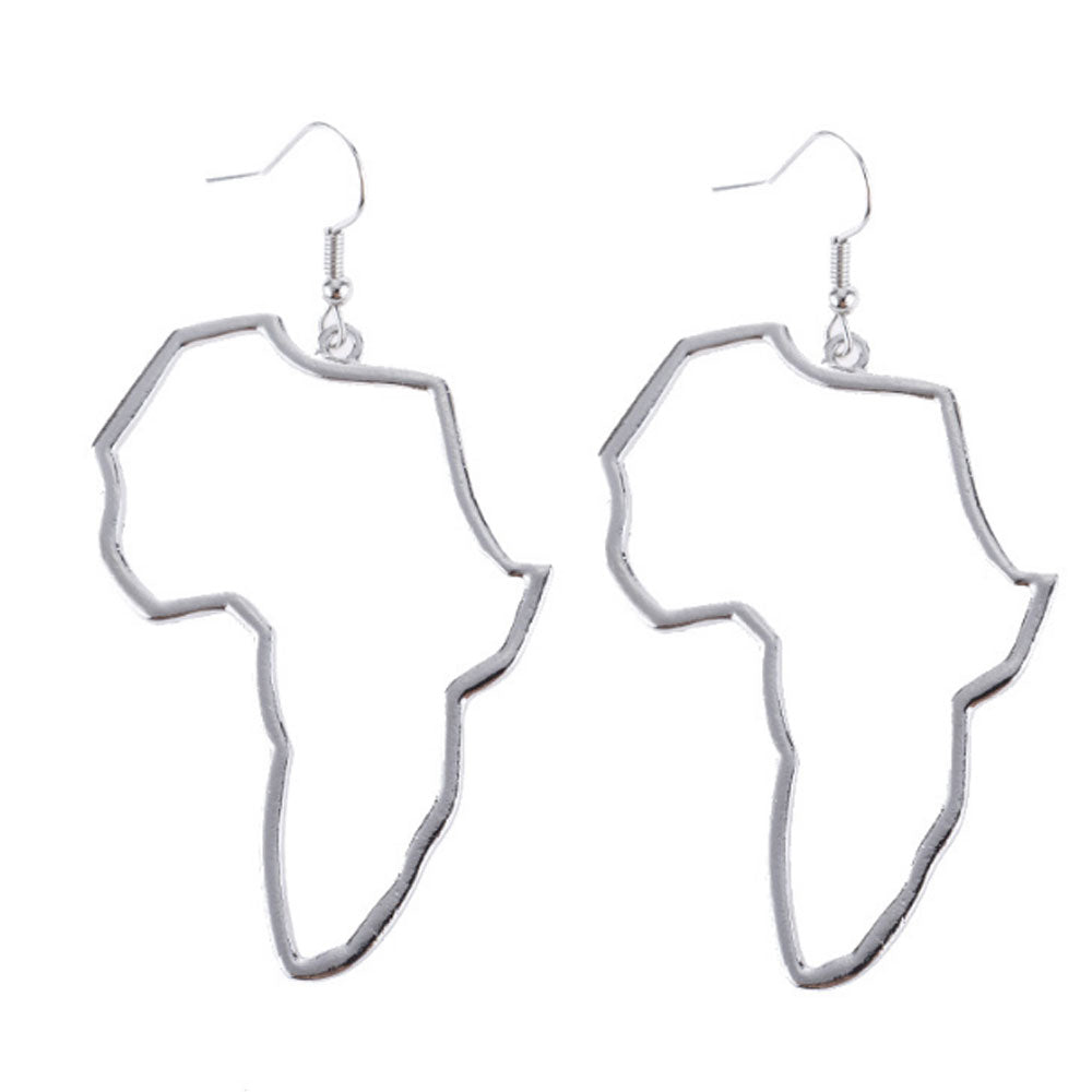 fashion alloy with gold and silver plated african map dangle earrings jewelry for women
