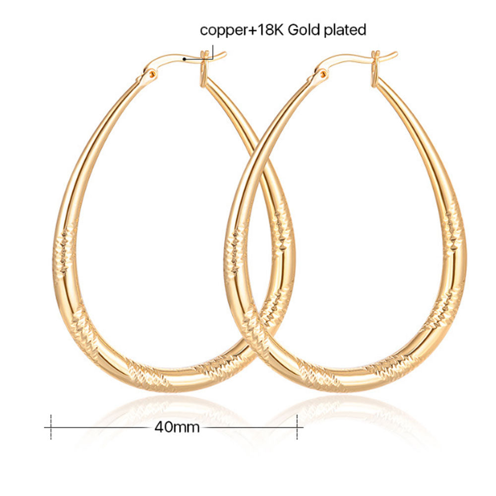 brass alloy with 18k gold plated korean fashion thick textured earrings women hoop jewelry